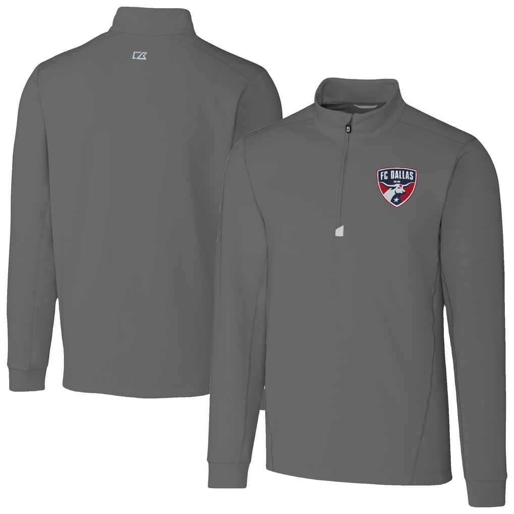  FC Dallas Cutter & Buck Traverse Stretch Eco Quarter-Zip Pullover Top - Gray